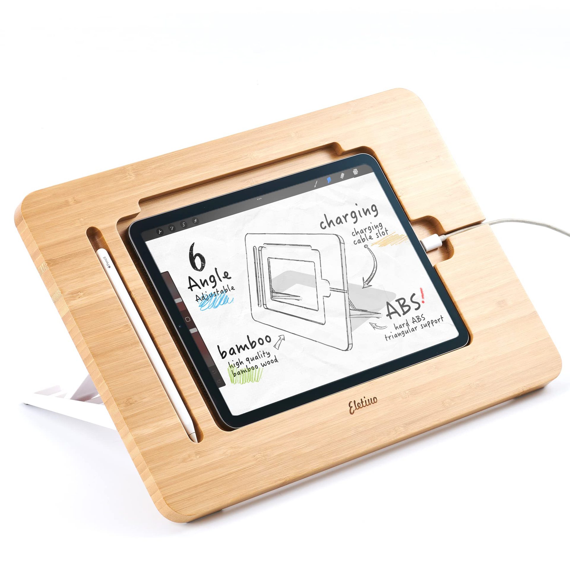 Tablet Accessories Kids - Soporte de madera ajustable para tabletas,