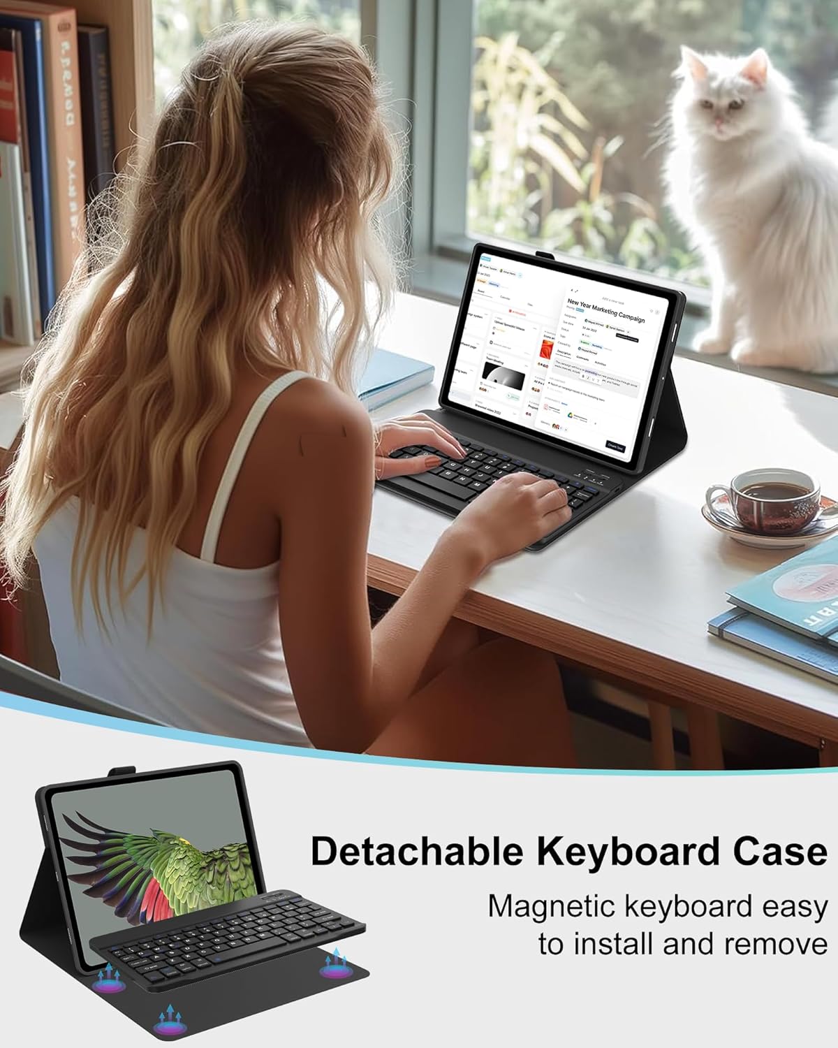 Funda con teclado Bluetooth co - Samsung Tablet Keyboard Accessories reseña y precio
